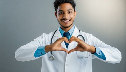 doctor doing symbol showing heart hands shape, Medical love, care safety, Medical technology, family and life, financial health insurance savings