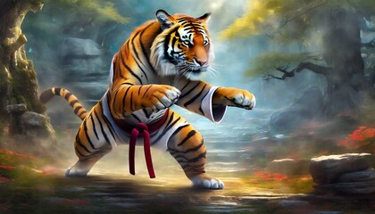 Wall Mural - tiger in the water