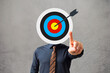 Target and strategy concept. Target sign instead of a businessman head.
