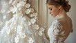 Elegant bridal gown detail shot