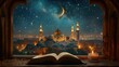 Enchanting Mosque View under Cosmic Skies - This image captures a mysterious mosque under a star-filled sky that conjures feelings of wonder