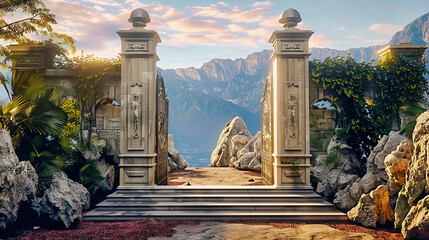 Wall Mural - Lake Comos Serene Beauty, Italian Villas Nestled Between Mountains and Water, Picturesque European Escape