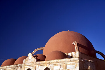 Poster - domes of the historic Turkish mosque port in the city of Chania on the island of Crete