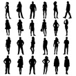 people silhouettes, casual standing, flat vector