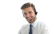 © opolja - Happy young male customer support executive on transparent