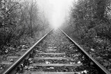 Fototapeta Fototapety do pokoju - widok torów kolejowych, czarno-białe