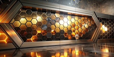 Wall Mural - Abstract technology background with hexagons. 3D illustration. 3D rendering. AI generated