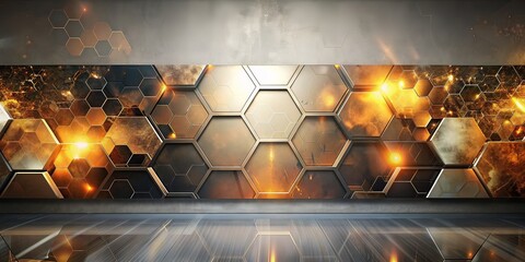 Wall Mural - Abstract technology background with hexagons. 3D illustration. 3D rendering. AI generated