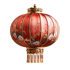 Wall Mural - This image features a red Chinese lantern with a golden decorative knot at the top and a tassel hanging down  Generate AI	
