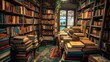 A charming and atmospheric image of a vintage bookstore.