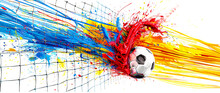 EM 2024 Soccer Football Fever Abstract Artistic Explosion With Ball Wallpaper Poster Brainstorming Card Magazine