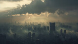 Fototapeta  - City Engulfed in Heavy Smoke