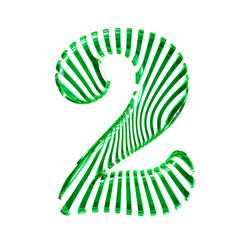 White symbol with green vertical ultra-thin straps. number 2