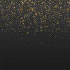 Wall Mural - sparkling magical particles. gold christmas grainy abstract texture. festive golden luminous backgro