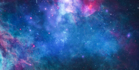 Poster - Beautiful blue sky at night with stars and galaxies. Bright deep space sky. High resolution space wallpaper. Elements of this image furnished by NASA