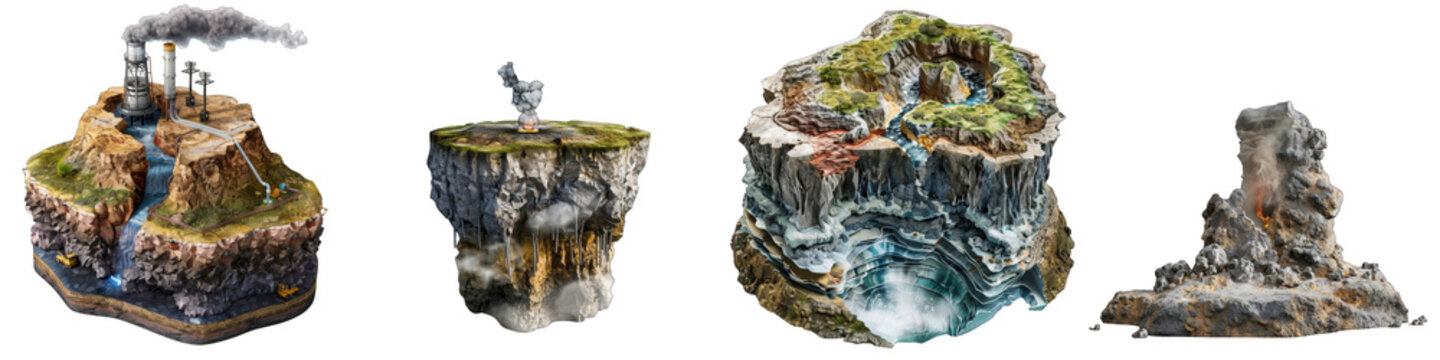 Geothermal energy represented abstractly Hyperrealistic Highly Detailed Isolated On Transparent Background Png File
