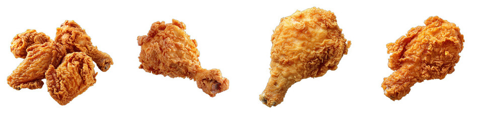 Wall Mural - Fried Chicken Hyperrealistic Highly Detailed Isolated On Transparent Background Png File
