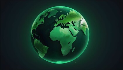 Wall Mural - Green planet earth globe, Earth globe in monochromatic green, earth in space, earh day concept created with generative ai.