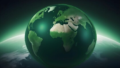 Wall Mural - Green planet earth globe, Earth globe in monochromatic green, earth in space, earh day concept created with generative ai.