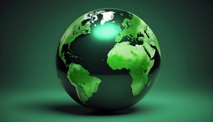 Wall Mural - Green planet earth globe, Earth globe in monochromatic green, earth in space, earh day concept created with generative ai.