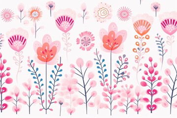 Wall Mural - bright spring colors ivory and white, pinknordic pattern white background 