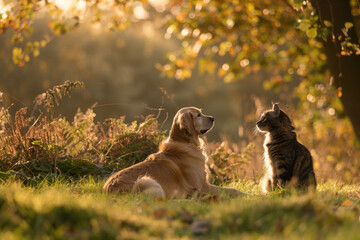 A cat and a dog are companions.

