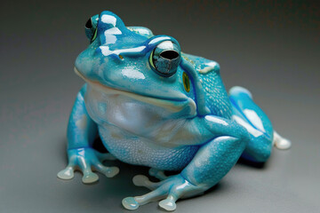 Wall Mural - A frog poses for a portrait in a studio with a solid color background during a pet photoshoot.

