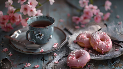 Wall Mural - Background of Assorted Donuts (Doughnuts) of Various Flavors