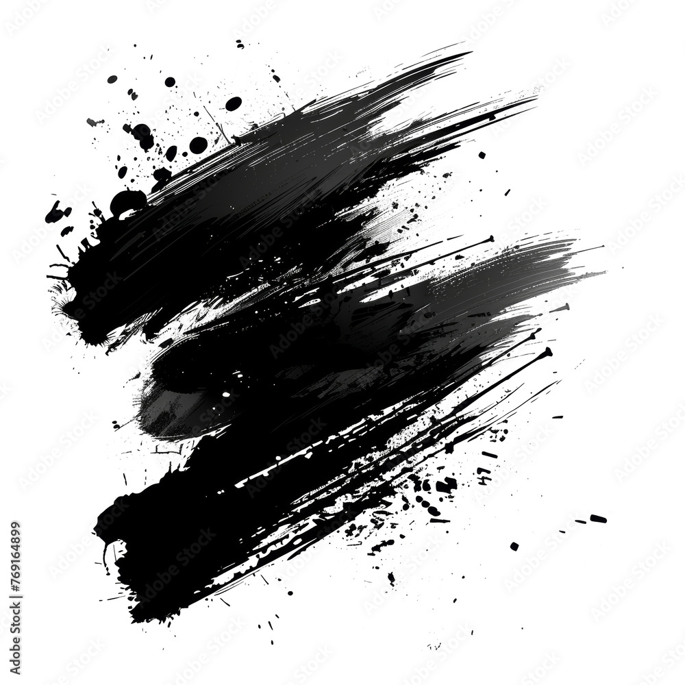 Dynamic black paint smear with splatter, cut out - stock png. Stock ...