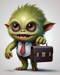 Wall Mural - Green monster with a briefcase, for advertising and marketing of ilustrations and 3d design.