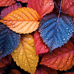 Poster - A close-up of vibrant autumn leaves.