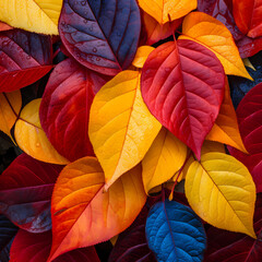 Poster - A close-up of vibrant autumn leaves.