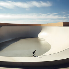 Wall Mural - A person skateboarding in an empty swimming pool.