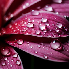 Poster - Macro shot of water droplets on a flower petal. 