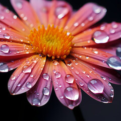 Canvas Print - Macro shot of water droplets on a flower petal. 