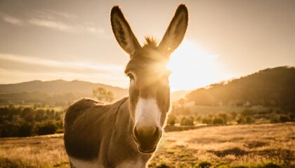 Wall Mural - portrait of a donkey in a studio