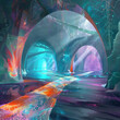 Alien Landscape: Imagine the metaverse tunnel as an alien landscape filled with geometric formations and alien circuitry. Experiment with otherworldly shapes and colors. Generative AI
