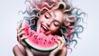 woman with watermelon