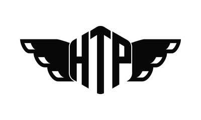 Wall Mural - HTP polygon wings logo design vector template.