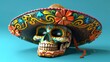 Glorious Sugar skull day of the day mask with hat illustration