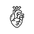 © scstay - Heart flat line icon. Vector illustration of human internal organ, outline illustration on white background