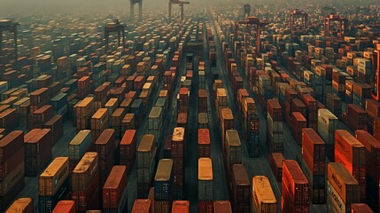 Image of cargo containers, industrial landscape.