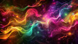 Dynamic swirls of neon colors and stars. Abstract galaxy cosmic background