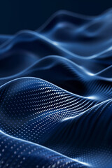 Canvas Print - Abstract Blue Digital Fabric Waves - Dynamic Background with Futuristic Aesthetic and Elegant Movement