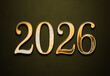 © Fayazravat143 - Old gold effect of 2026 number with 3D glossy style Mockup.