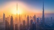 © kept - Urban skyline basks in the warm embrace of sunlight.