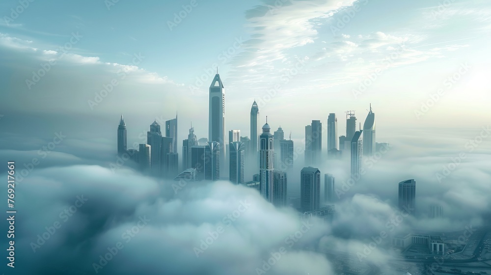 The Abu Dhabi Skyline Is Depicted With Clouds Showcasing The Modern the-abu-dhabi-skyline-is-depicted-with-clouds-showcasing-the-modern