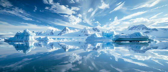 Canvas Print - The photograph captures a tranquil icy landscape, likely in the polar regions