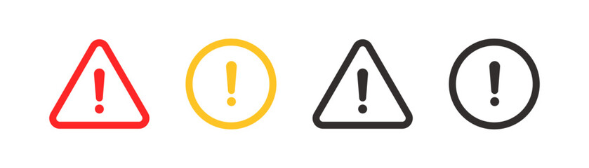 Poster - Caution signs, attention vector icon. danger and warning signs - exclamation mark, attention symbols - yellow, red and black colors