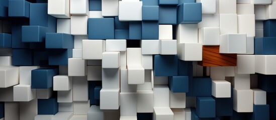 Wall Mural - white and blue geometric shapes. Futuristic background design.